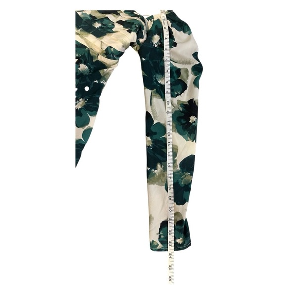 Abercrombie & Fitch Warm Green and Cream Tones Bodycon Dress with Puff Sleeves - Picture 10 of 10